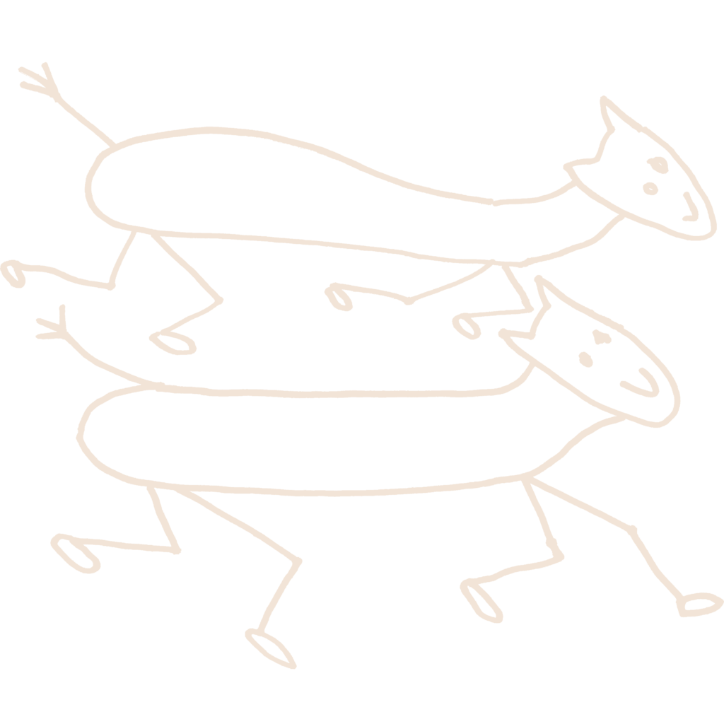 An illustration of two galloping animals, representing the idea of relational psychotherapy: two beings travelling together